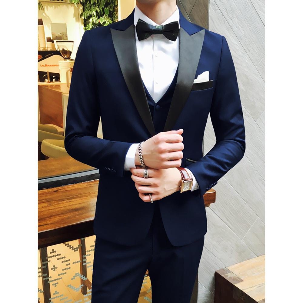 Men's Slim Fit Korean Tuxedo Suit for Wedding, Host, Photography