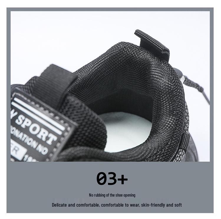 Spring Men's Breathable Thick-Soled Trendy Sneakers - Black Casual Versatile Running Shoes