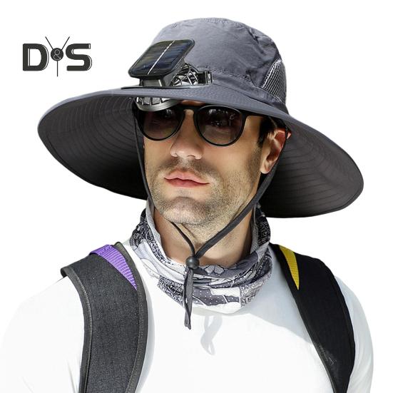 

Солнечная шляпа-веер с защитой от ультрафиолета UPF 50+ и съемным вентилятором для охлаждения, дышащая, для мужчин и женщин, для летнего активного отдыха на природе, для рыбалки, с широкими полями, солнцезащитная кепка темно-серого