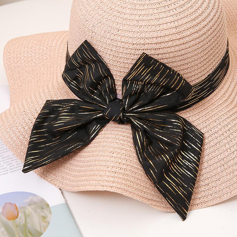 Summer Sun Hat for Women - Wide Brim with Bowknot, Breathable Straw Beach Cap, UV Protection, Fashionable Travel Accessory