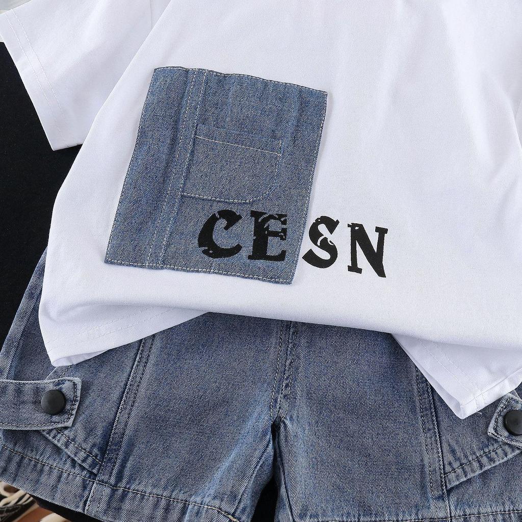 2026 Stylish Boys' Summer Color Block Casual Two-Piece Set