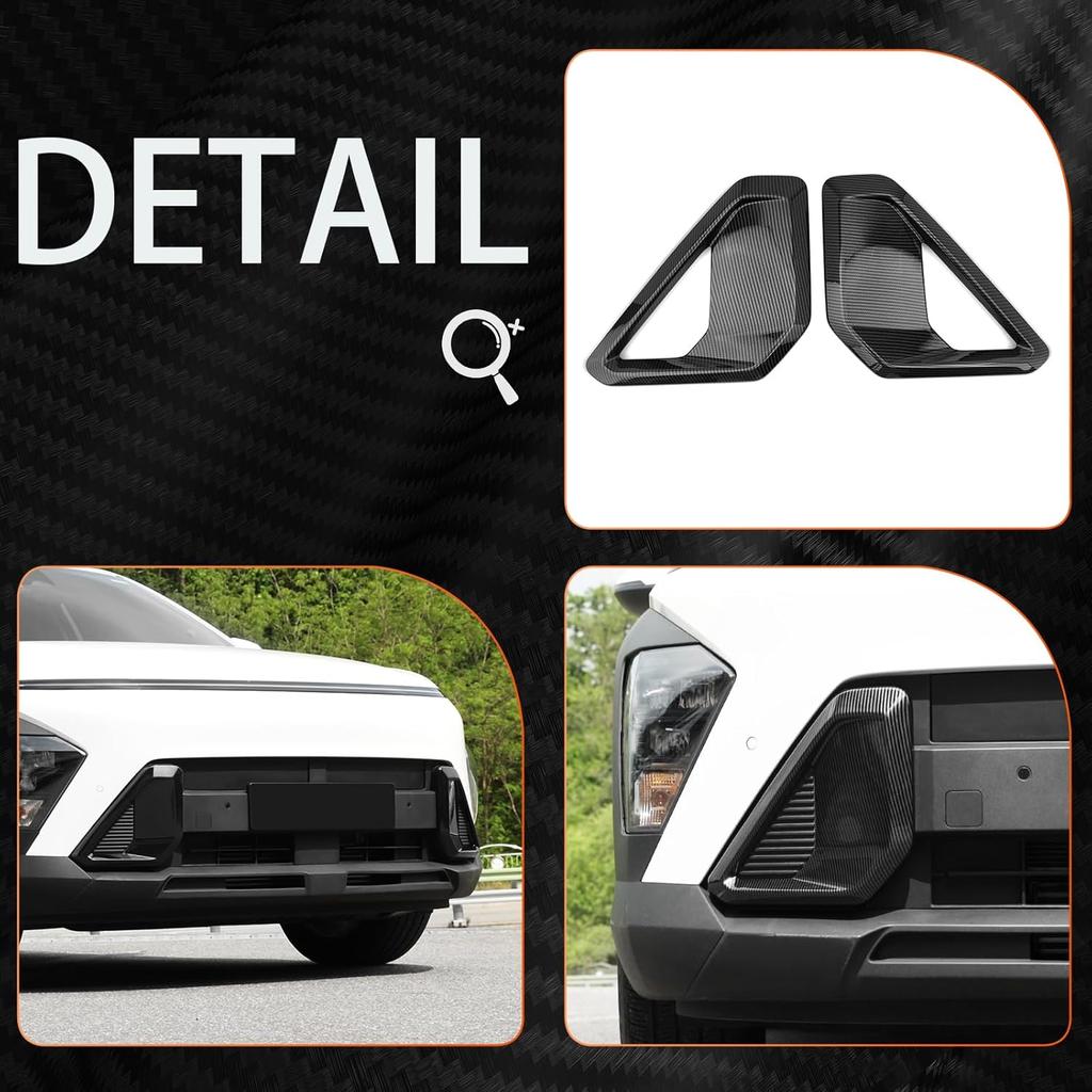 ABS Front Bumper Side Air Vent Cover Fog Light Lamp Decor Cover Front Bumper Middle Mesh Cover Compatible with Hyundai Kona 2024 2025 SX2 Accessories