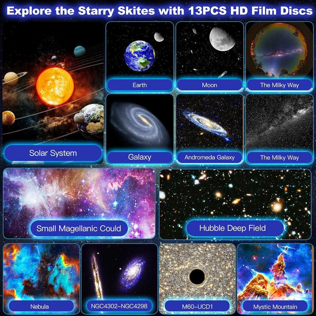 Dreamy Starry Sky HD Projector: 13 Film Night Light for Bedroom Atmosphere