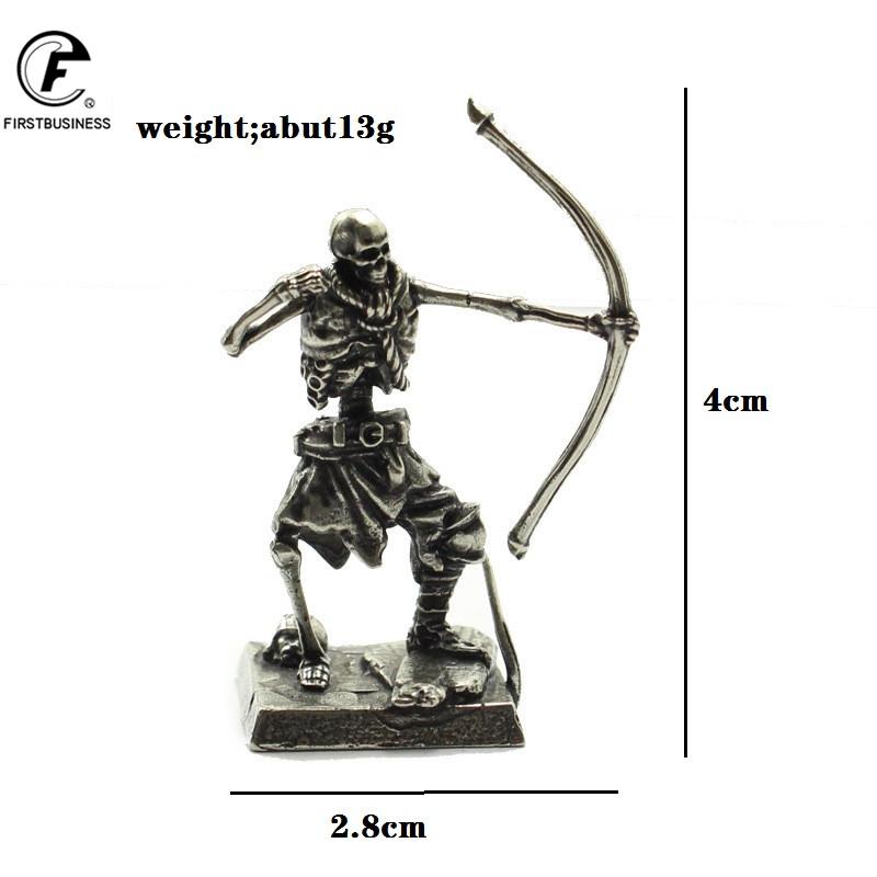 White Copper Undead Skeleton Legion Soldiers Model Figures Miniatures Desktop Ornaments Vintage Metal Statue Decoration Toys