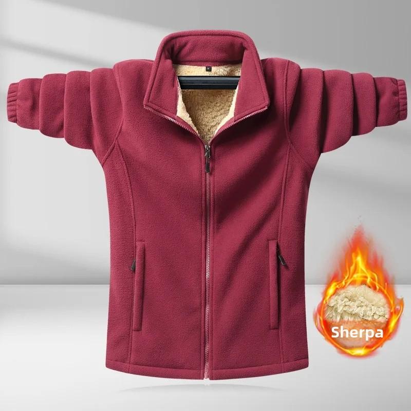 

Утолщенная куртка из овечьей шерсти, воротник-стойка, открытый кардиган, флис, мужская, свободного кроя, осенне-зимняя верхняя одежда, мягкое и уютное пальто с подкладкой 8XL