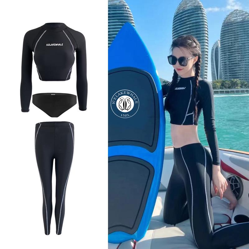 Women s Slimming Two-Piece Wetsuit: Long Sleeve  Pants, Sun Protection, Quick Dry for Surfing  Snorkeling. 2XL