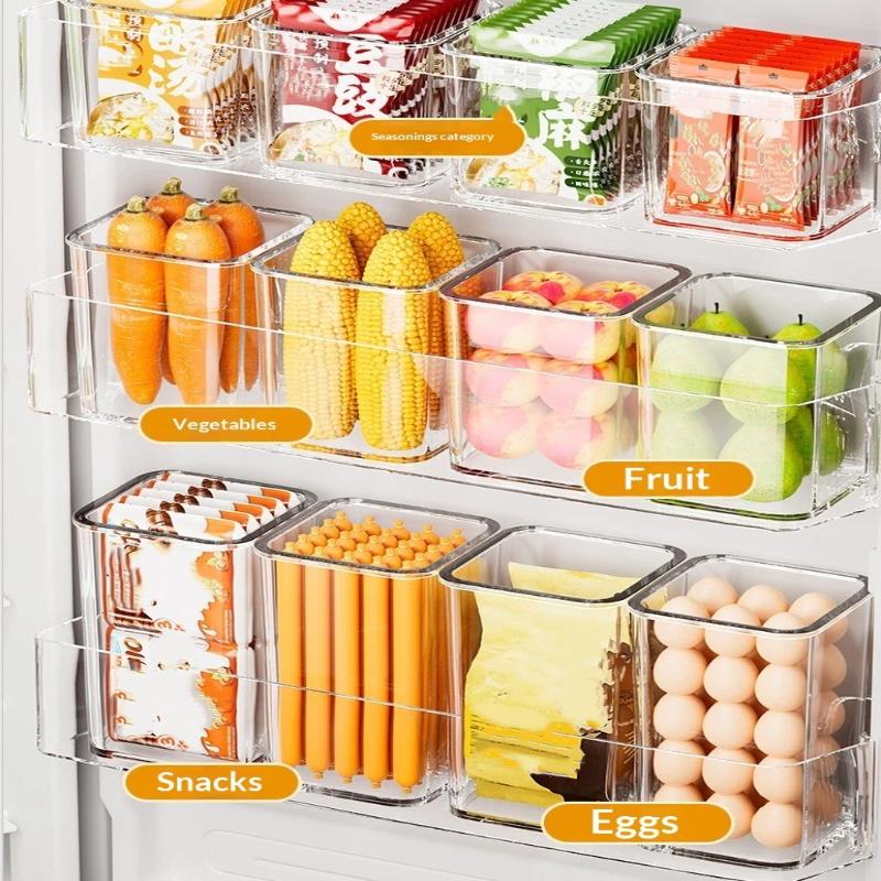 1Pcs Fridge Side Door Storage Boxes Portable Vegetables Fruits Preservation Box Kitchen Food Grade Plastic Storage Containers