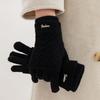 Solid Color Five-finger Mittens Dual-purpose Cycling Gloves Kawaii Knitted Gloves  Woman