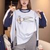 2025 Plus Size Rabbit Embroidery Long-Sleeve Slimming Fashion Top for Women