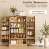 104 Cm Rattan Kitchen Cabinet with 5-Tier Shelf, 12 Spice Racks and Adjustable Shelves, Natural