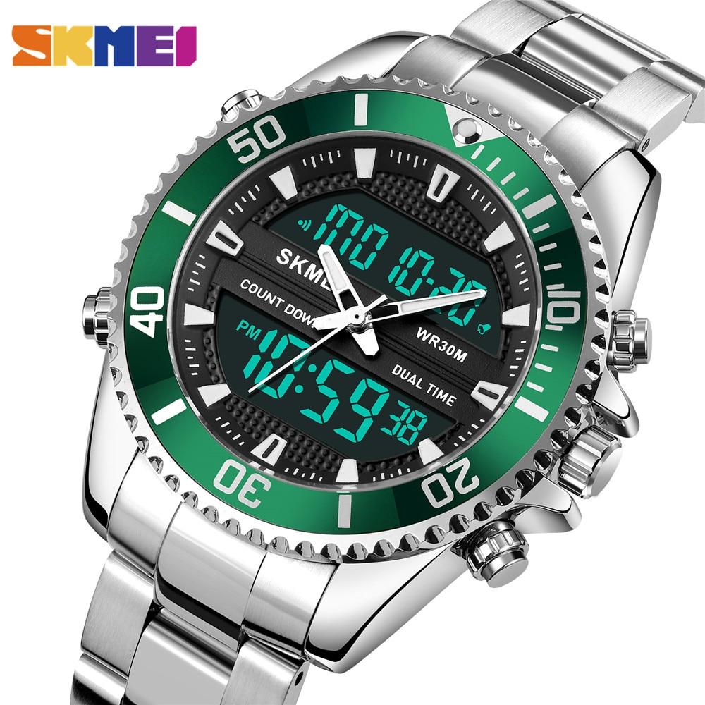 SKMEI Orologio sportivo digitale da uomo, impermeabile fino a 50 m, a LED, militare, multifunzione, cronometro, conto alla rovescia, data e allarme automatico, Nero-nero, Cronografo, digitale