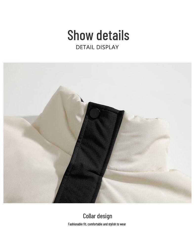 Men's Hooded Down Jacket, New Winter 2025 Color Block, Warm Thickened Workwear with Stand Collar