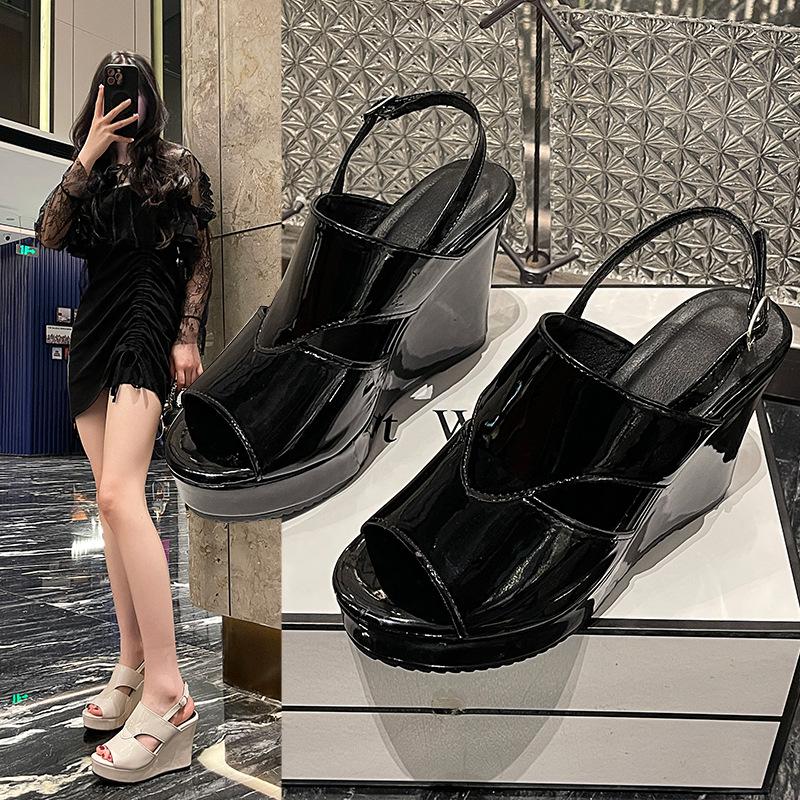 Fashion Fish Mouth Slope Heel Sandals for Women 2025 Summer New Thick Bottom Anti Slip High Heels Platform Shoes Zapatos De Mujer 2025