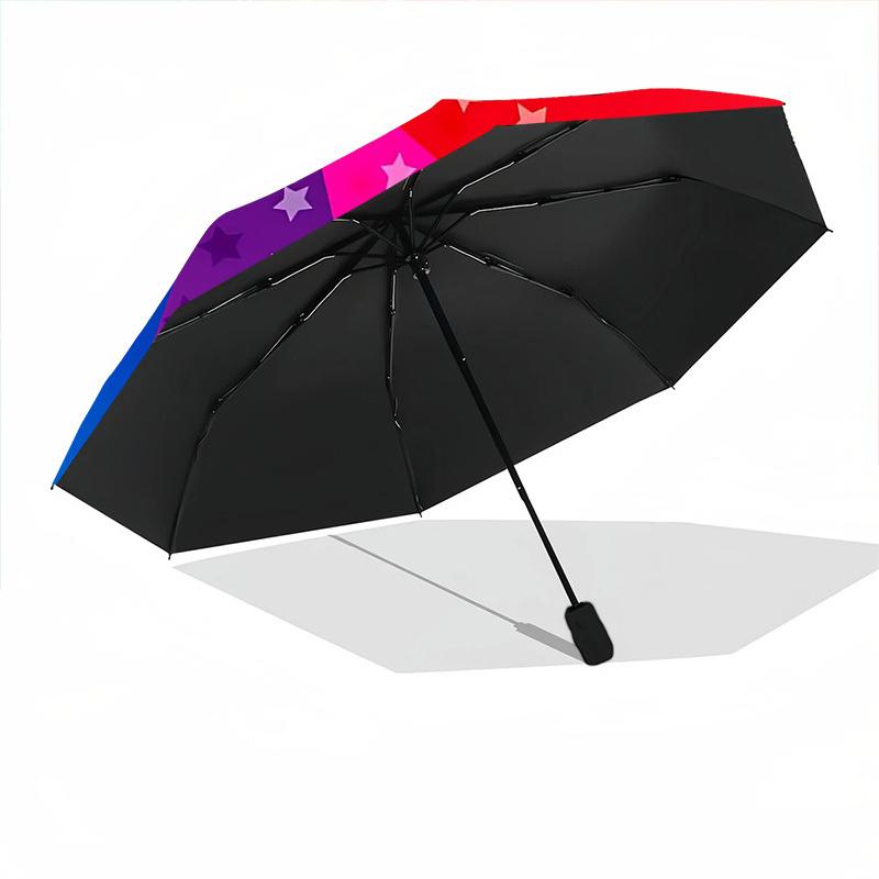1 Stück bunter Sterne Automatisches Öffnen/Schließen Regenschirm, Winddicht, Kompakter Faltregenschirm mit Leichtem Design für Damen/Herren099
