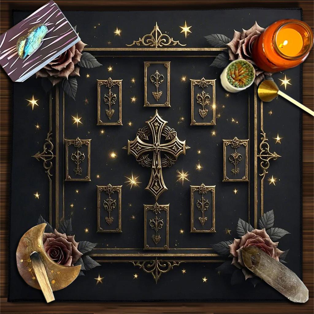 Tarots Tablecloth Altars Cloth Crosses Rose Astrology Tablecloth Divinations Card Cloth Tapestry Wall Decoration