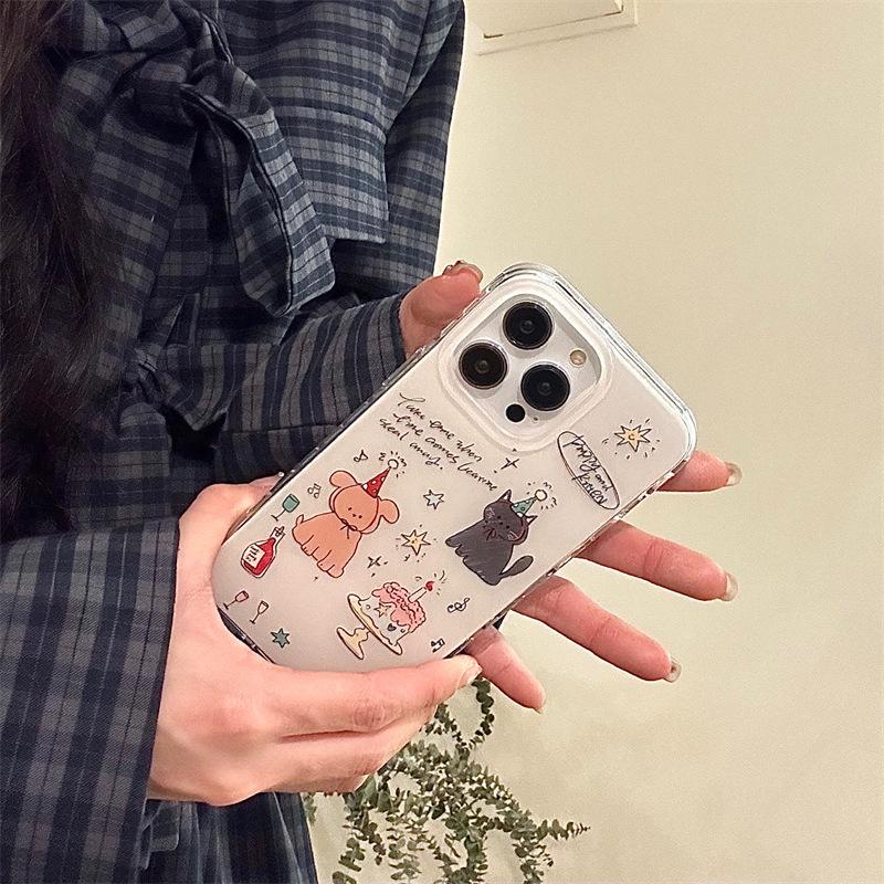 Cute cake puppy cat party for iphone11Promax iPhone 11 mobile phone case 11 double layer 11 female