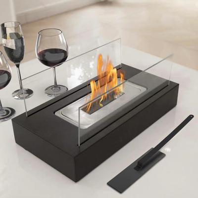 Desktop Firepit with Dual Glass Panels Indoor Outdoor Backyard Balcony Patio Rectangle Fireplace
