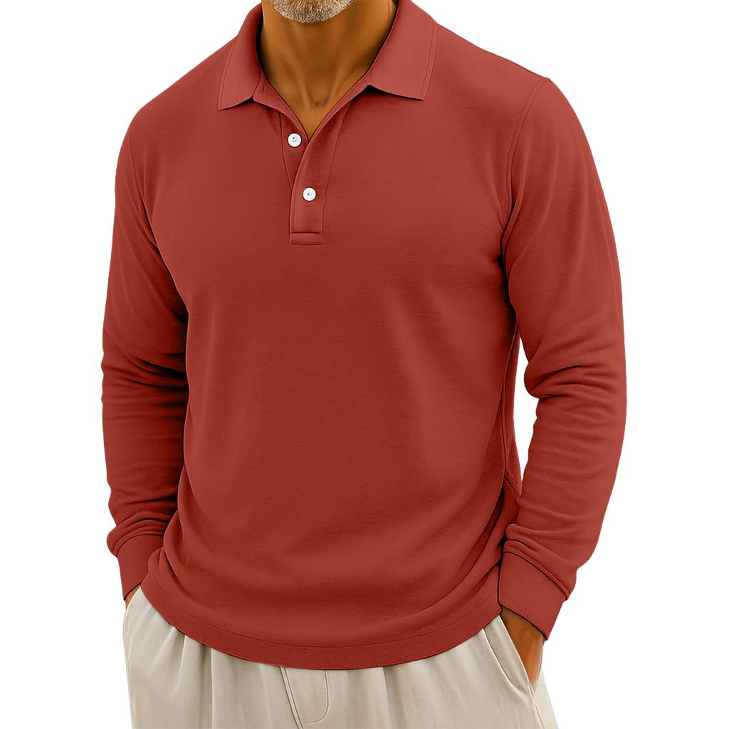 Men's Casual Solid Color Button Long Sleeve Top