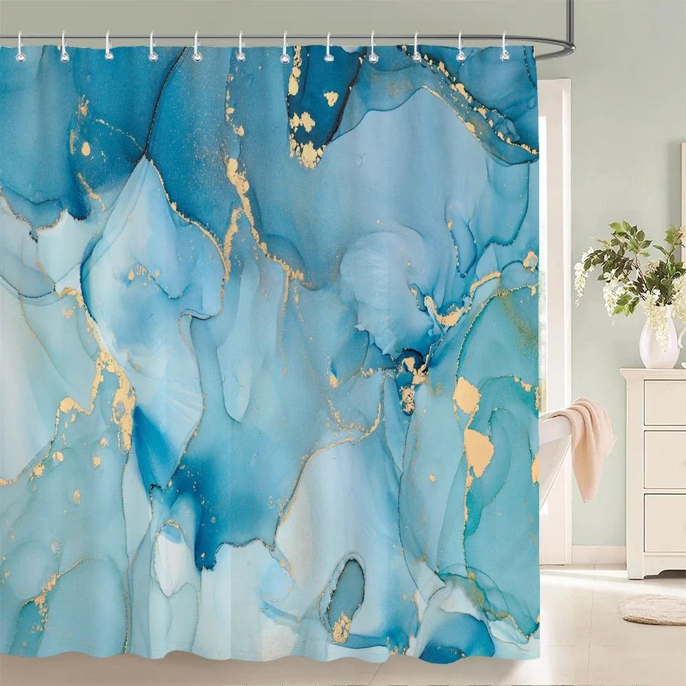 Colorful Abstract Marble Print Shower Curtain With Hook Waterproof Bathroom Curtain Polyester Curtain 3D Shower Curtains 180x180