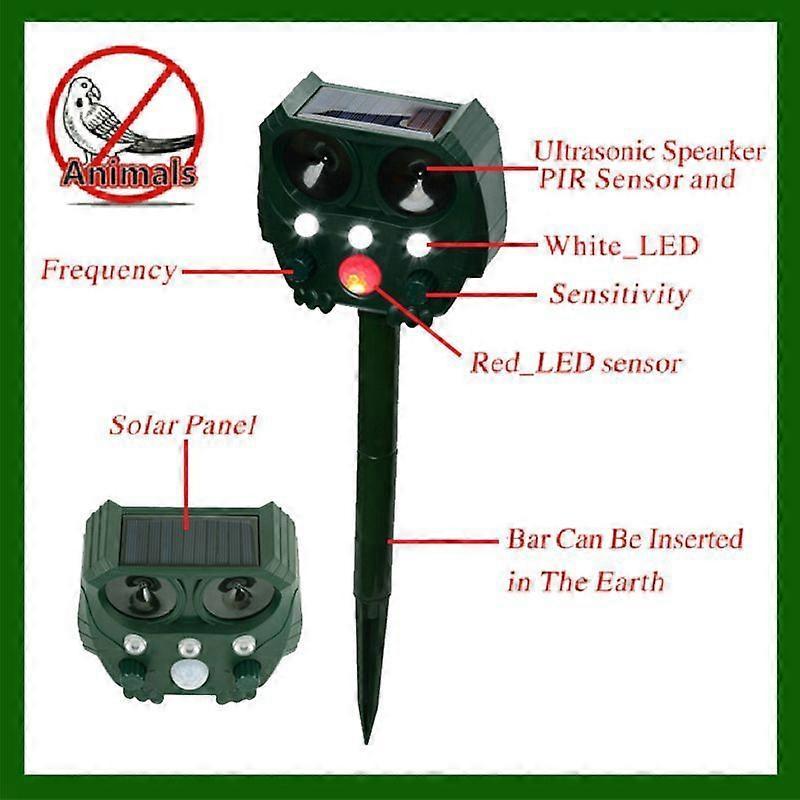 Solar Animal Repeller Waterproof Ultrasonic Motion Sensor Outdoor Dog Repeller,