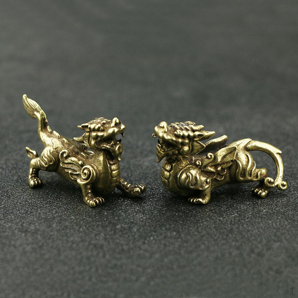 Feng Shui Brass Chi Lin/ Wealth Prosperity Statue Home Desktop Decoration Crafts Attract and