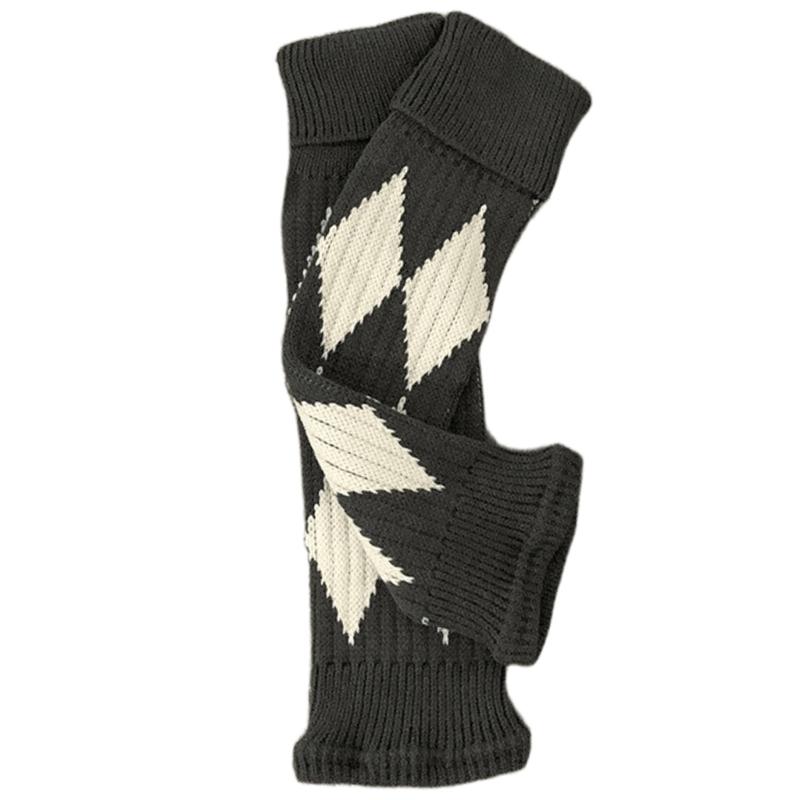 Argyle Pattern Wool Knitted Turn Cuffs Leg Warmers for Women and Students Cold Weather Foot Covers Footless Calf Socks