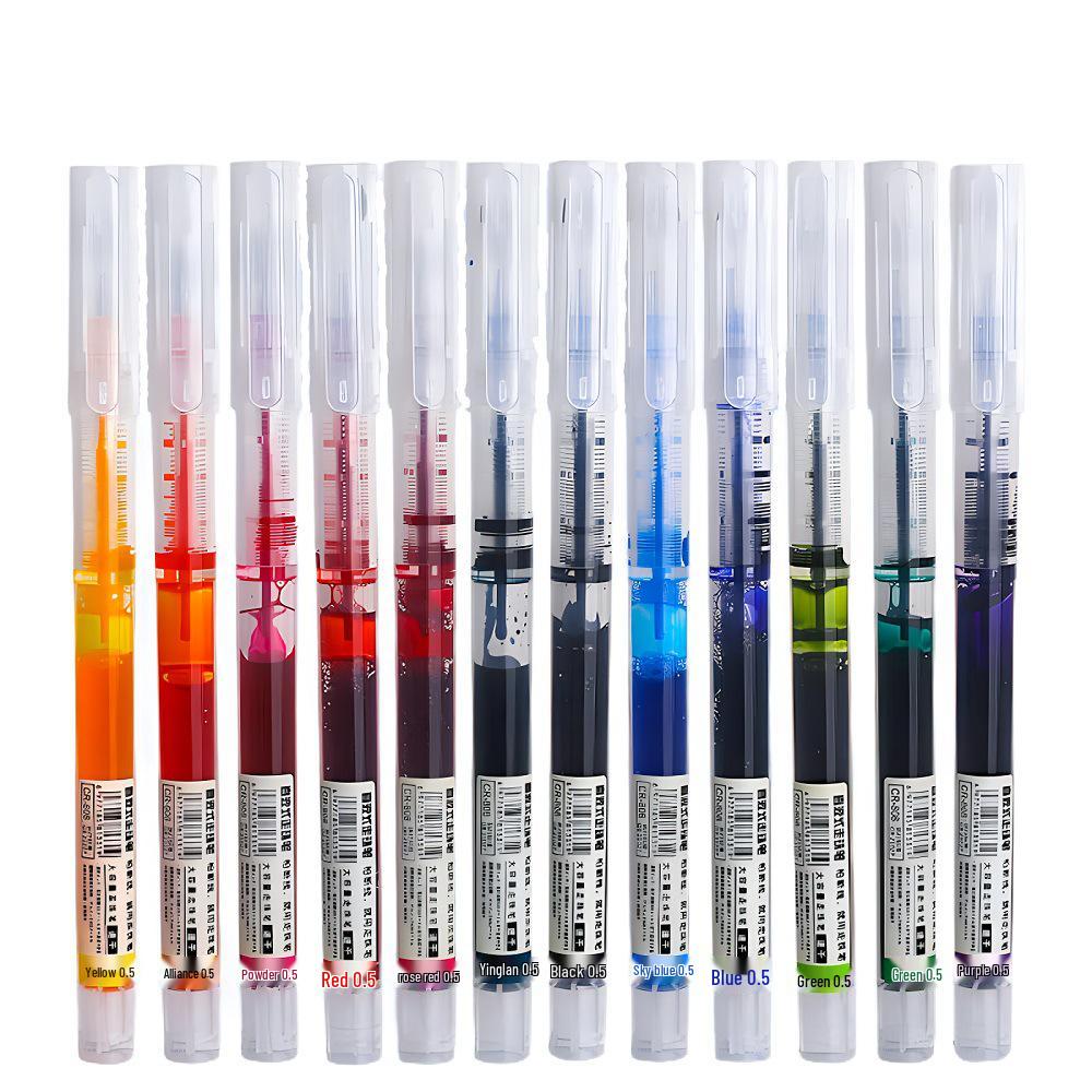 Quick-Drying 0.5 Rollerball Pen Set: Neutral & Colored Pens for Students, Ideal for Marking Key Notes