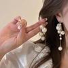 New 1Pair Elegant Pearl Long Tassels Earrings Fashion Dangle Earring For Women Girls Trendy Shiny Earrings Wedding Jewelry Gifts