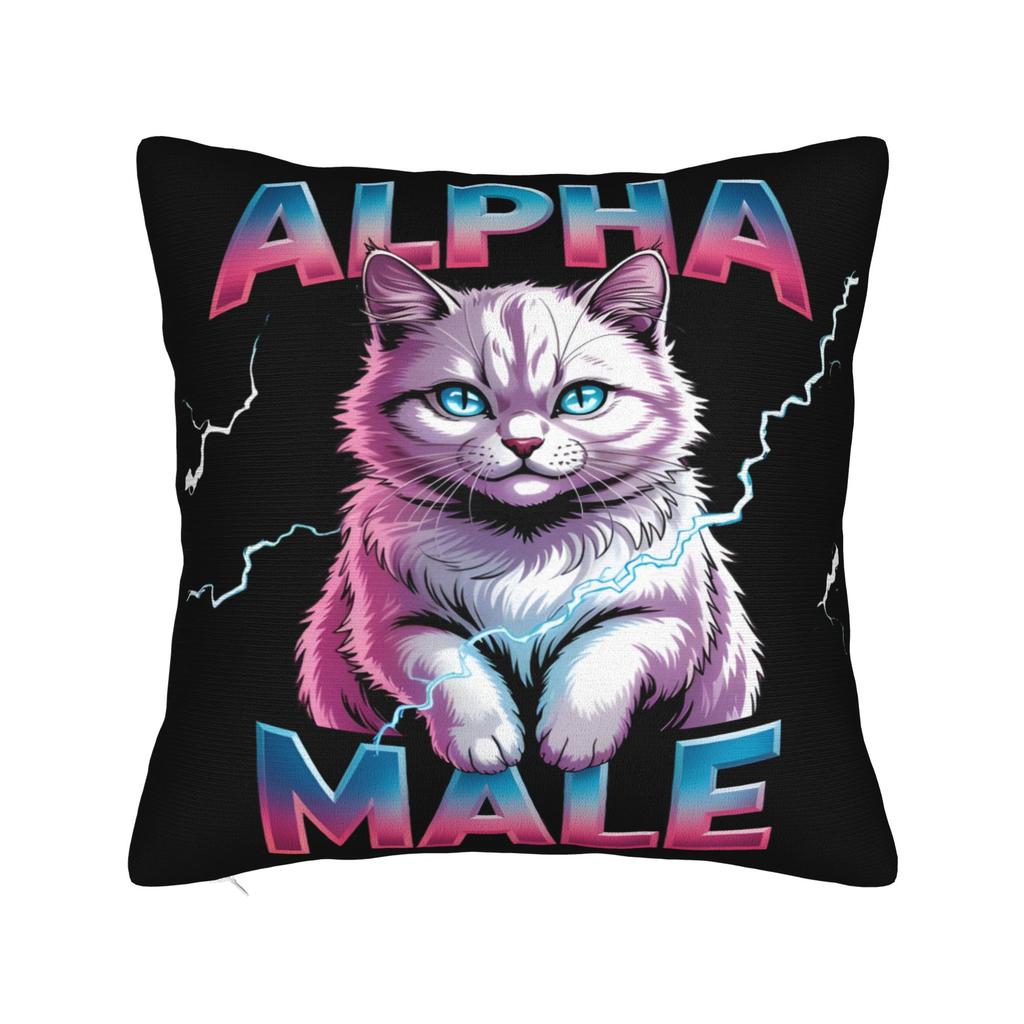 Alpha Male Cat Kitten Funny Pillow Covers Product Printed Cushion Cover Decorative Pillow Case Cover Home Multiple Sizes