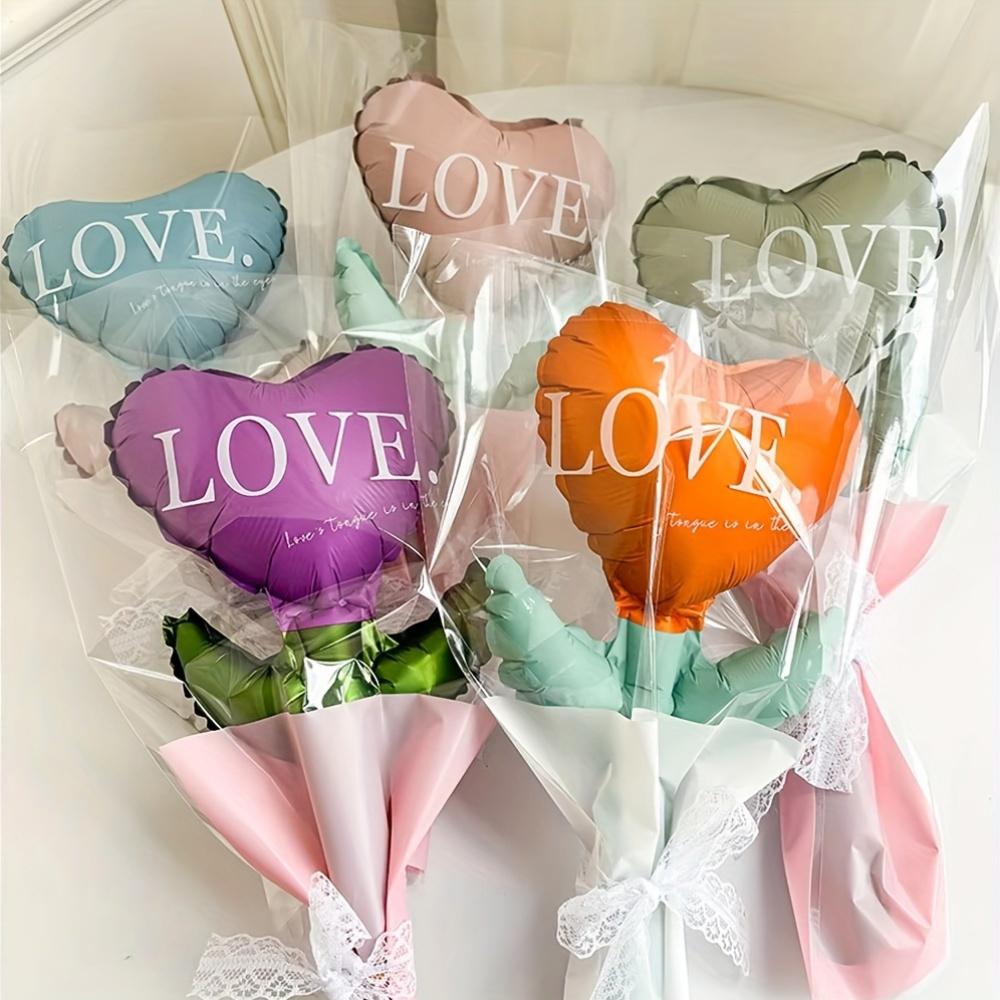 

10Pcs Mini Love Flower Holding Balloons Bouquet of Flowers Balloons Valentines Day Mothers Day Party Wedding Diy Decors 10pcs
