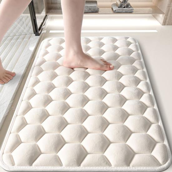 Memory Foam Bath Mat Absorbent Bathroom Rug Honeycomb Quick Drying Anti Slip Bath Rug