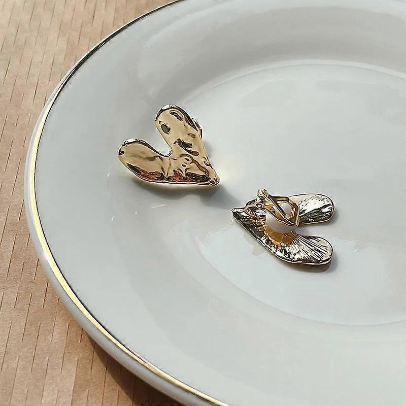 Goldene Herz-Clip-Ohrringe - Einzigartiger koreanischer Design-Partyschmuck