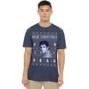 Elvis Presley Unisex Adult Blue Ugly Christmas Fair Isle T-Shirt
