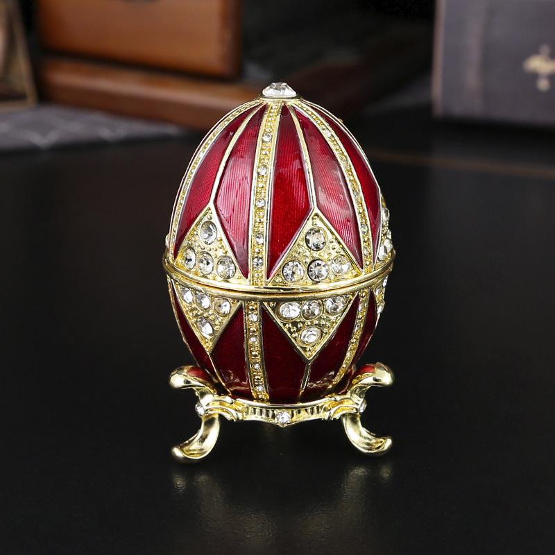 Egg Enamel Jewelry Box Flip Ring Stud Earrings Storage Exquisite Russian Egg Light Luxury Home Ornament