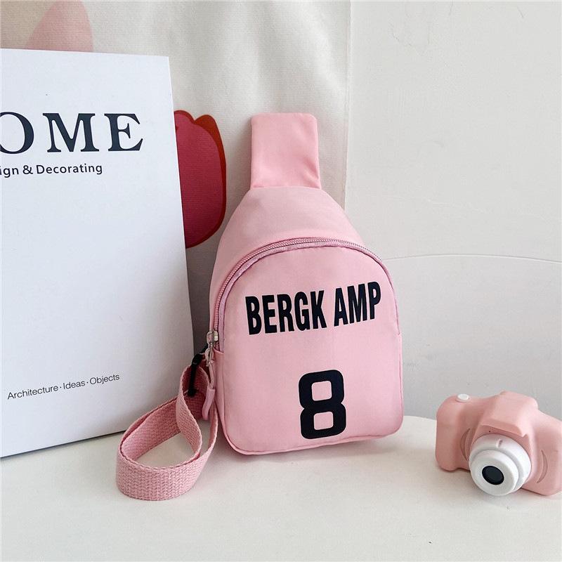 Korean Style Nylon Bumbag for Kids, Cute Letter Print Chest Pouch, Fashionable Crossbody Shoulder Bag for Boys and Girls KTB