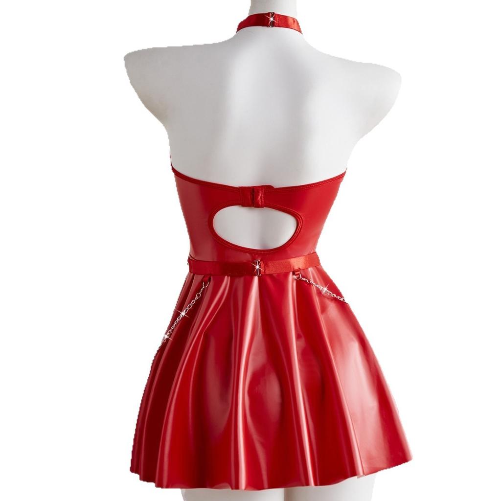 Sexy Leder-Dessous-Einteiler mit Handgelenk-Kettenknopf, sexy Unterwäsche