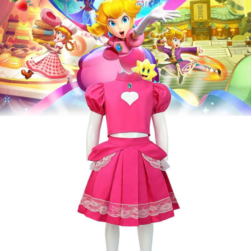 Super Mario Princess Peach Cosplay Costume For Stage Performances Girl Summer