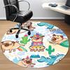 1PC Pug Party Office Round Area Rug,  Mat Suitable ForOffice, Under Office Chairs Bedroom Living Room Home Decor, Room Deco