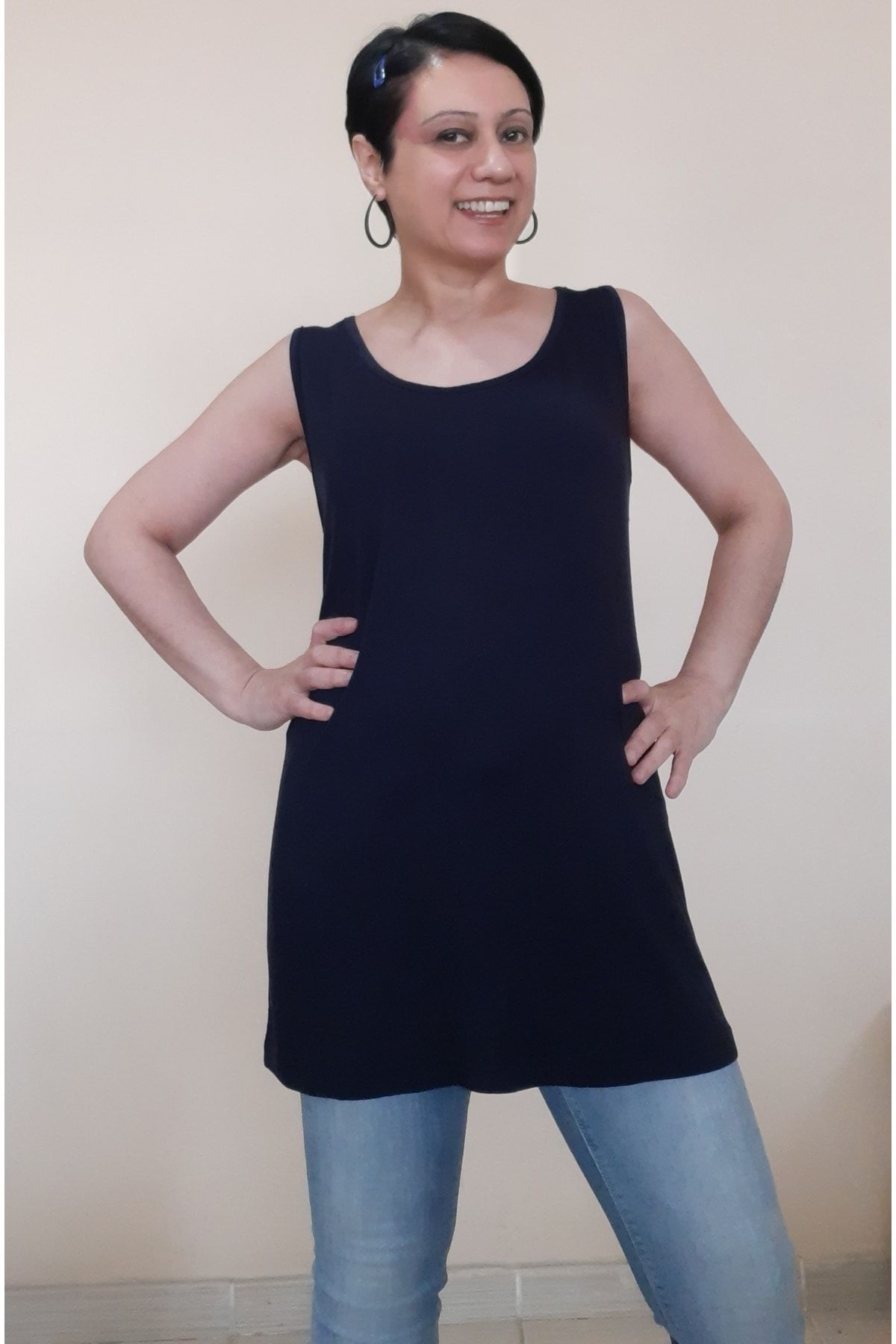 

Women s Style Big Size T-Shirt Strappy Navy Blue T-Shirt 2XL/3XL