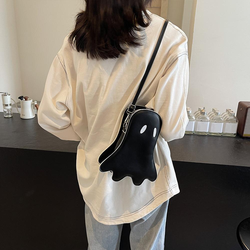 Funny Ghost Leather Shoulder Bag Lightweight PU Material Ladies Handbag Water Proof for Halloween