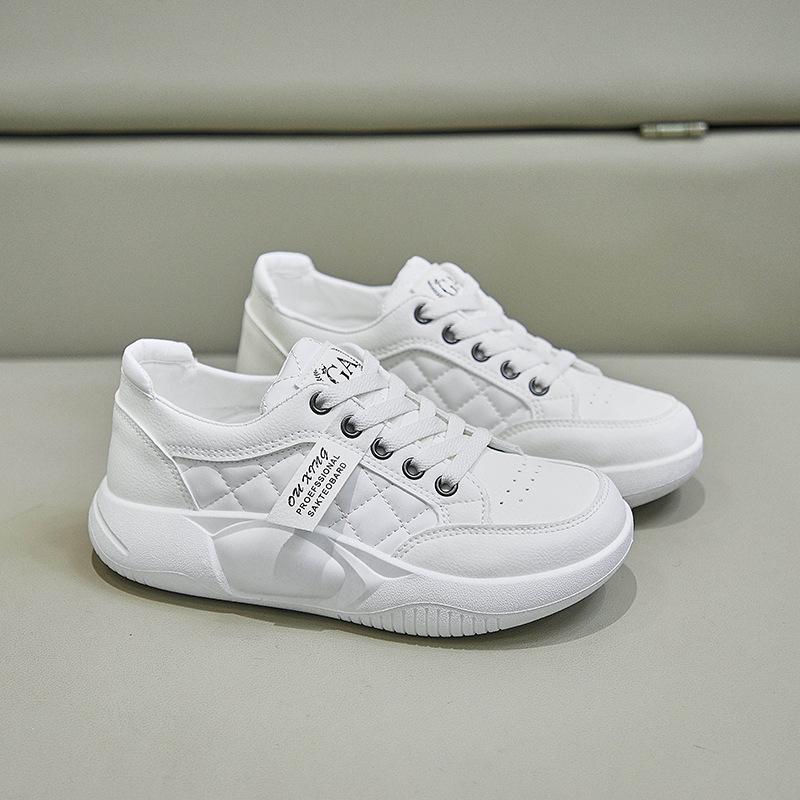 

Женские повседневные кроссовки на плоской подошве, уличные кроссовки без шнуровки, спортивные кроссовки из искусственной кожи для тренировок, спортивные прогулочные кроссовки на шнуровке, обувь для скейтбординга для женщин 40 белый