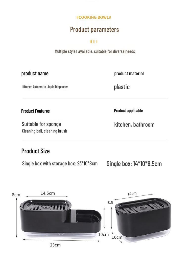 Manual Press Soap Dispenser with Sponge Holder for Kitchen