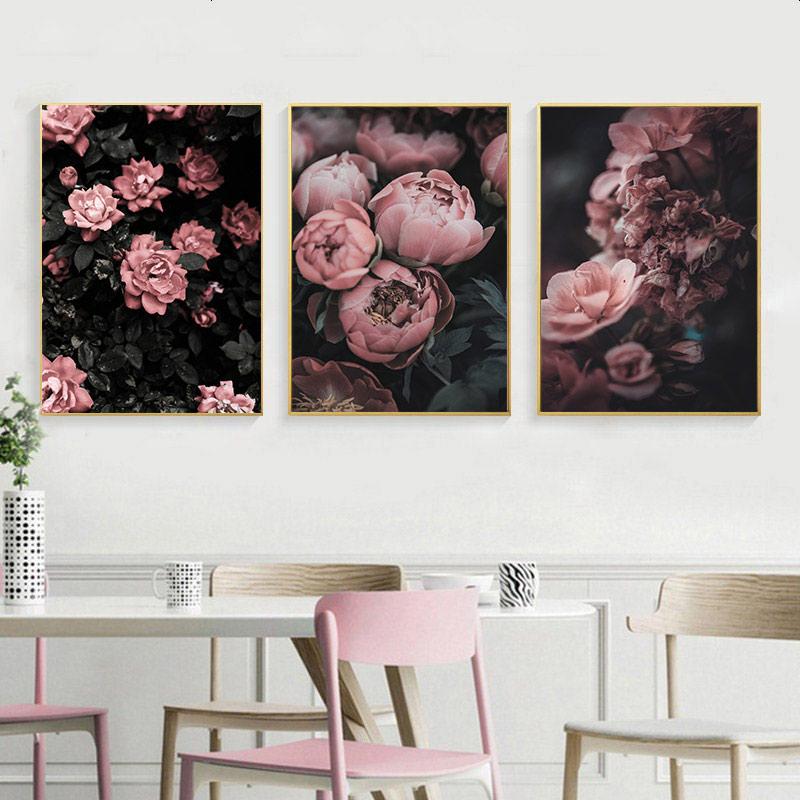 Peony Rose Flower Canvas Nordic Poster Botanical Scandinavian Style Wall Art Print Picture Painting for Living Room Decoration