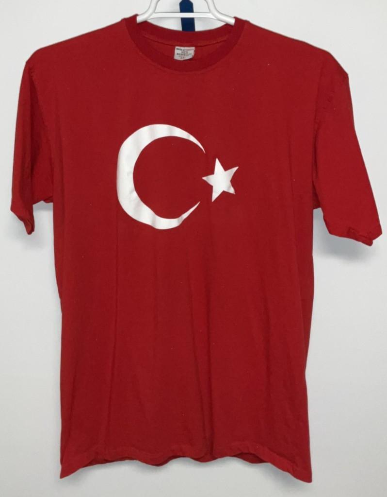 Turkey Flag Short Sleeve T-Shirt Men s 2XL Red M