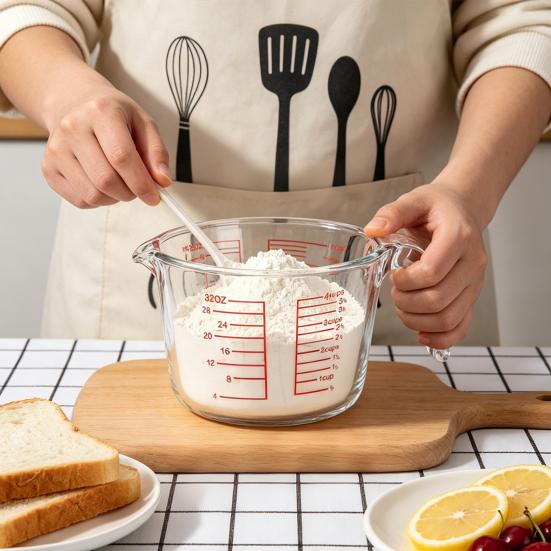 3-teiliges Messbecher-Set, Dickwandige Glas-Rührschüsseln mit Ausgießer, Küchen-Vorbereitungsschüsseln zum Backen und Kochen