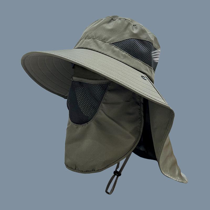 

Солнцезащитная шляпа-ведро с защитой шеи, цельная шляпа для рыбалки и походов, дышащая шляпа-ведро с защитой от ветра и большими полями зелёный