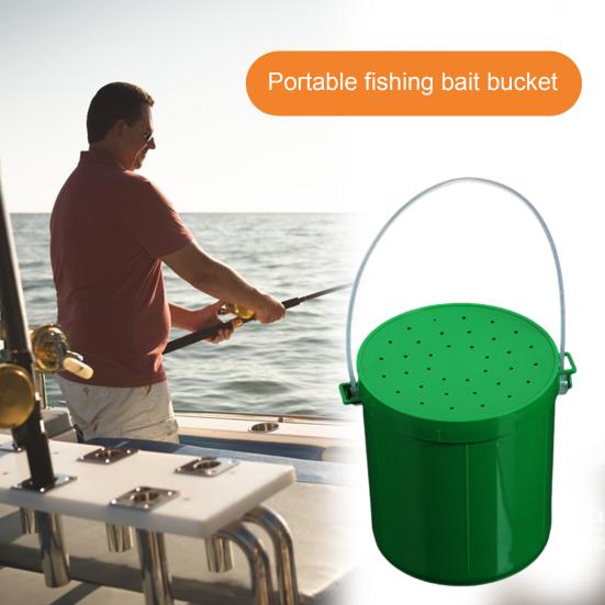 Live Bait Bucket with Portable Handle Breathable Anti-drop Cover Fishing Earthworm Storage Box Small Live Red Worm Container Fishing Accessories