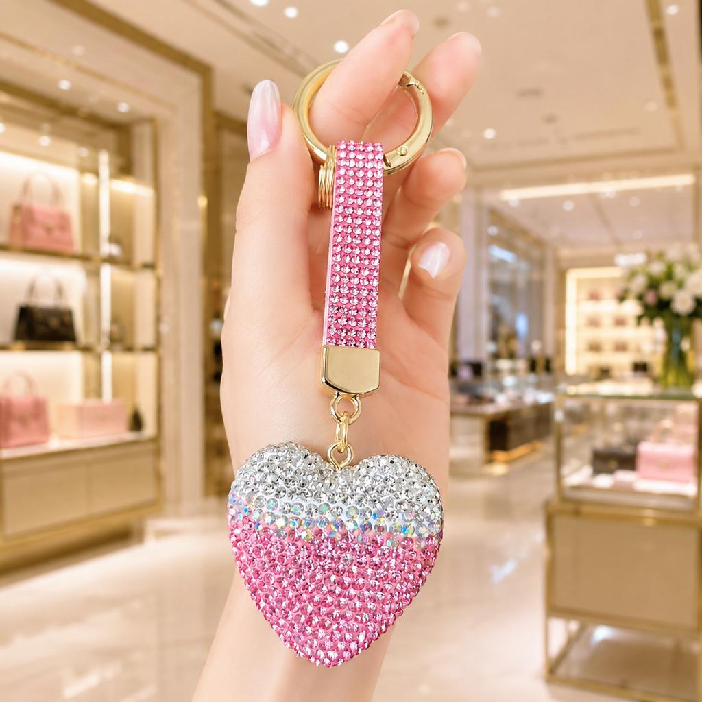 Full Heart Keychain Sparkling Key for Women's Bags, Purses and Keys