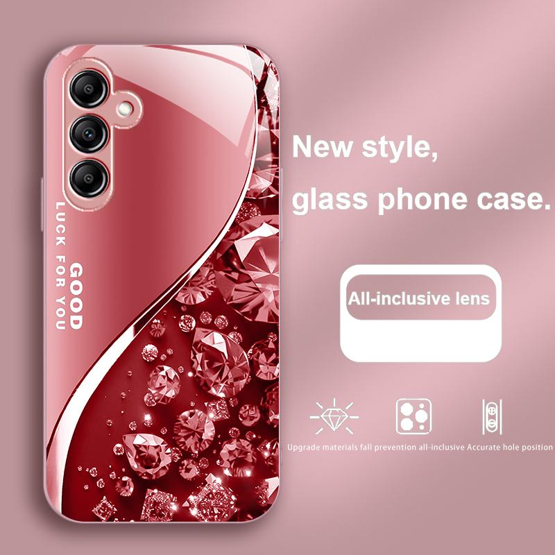 

Color Diamond Gradient For Samsung Galaxy A01 A02 A03 Core A04 A14 4G A13 54 34 31 20 25 23 22 5G S21 Ultra S20 Glass Phone Case Samsung S21