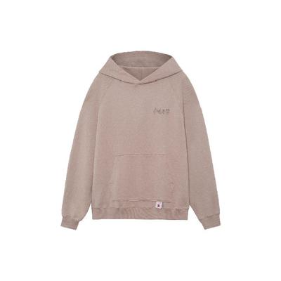 Li Ning Podyum Serisi Nakışlı Logo Spor Kapüşonlu Sweatshirt Unisex Kapüşonlu Sweatshirtler Kabuk Kahverengi AWDRA63-2